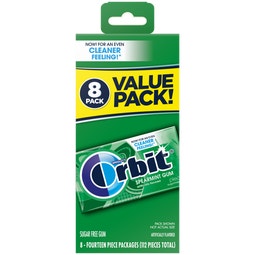 ORBIT Spearmint Sugar Free Chewing Gum Bulk, 14 ct (8 Pack) image