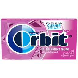 ORBIT Bubblemint Sugarfree Chewing Gum, 14 Piece Single Pack image