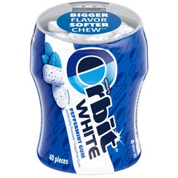 ORBIT White Peppermint Sugarfree Chewing Gum, 40-Piece Bottle image