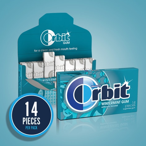 ORBIT Wintermint Sugarfree Chewing Gum, 14 Piece Single Pack