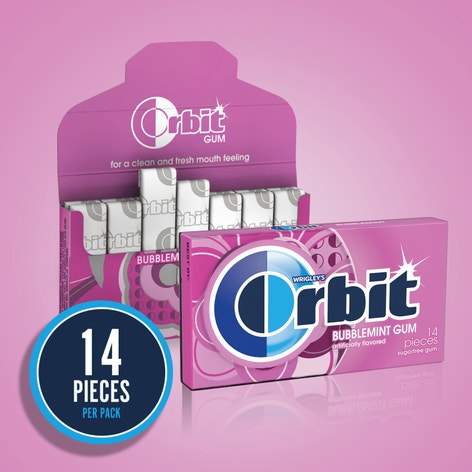 ORBIT Bubblemint Sugarfree Chewing Gum, 14 Piece Single Pack