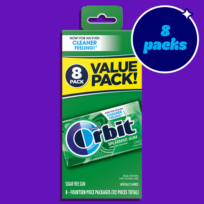 Orbit Spearmint Sugar Free Chewing Gum - 14 count (8 Pack)