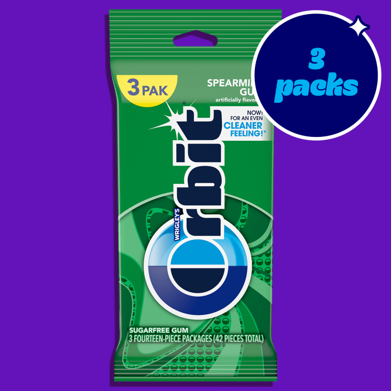 ORBIT Spearmint Sugar Free Chewing Gum, Multipack (3 Packs)
