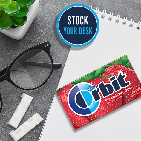 ORBIT Strawberry Sugarfree Chewing Gum, 14 Piece Single Pack