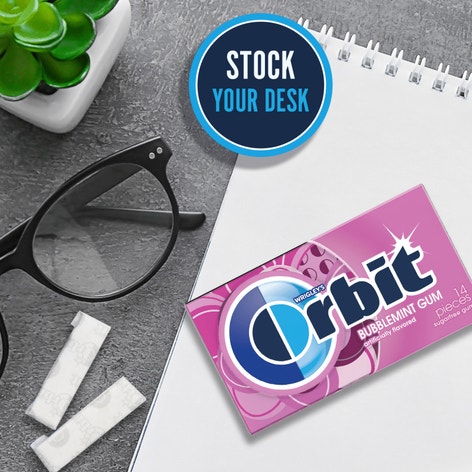 ORBIT Bubblemint Sugarfree Chewing Gum, 14 Piece Single Pack