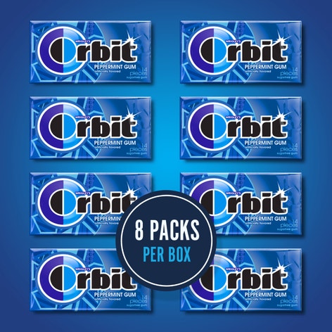 ORBIT Peppermint Sugarfree Chewing Gum, Value Pack (8 Packs) Orbit Gum