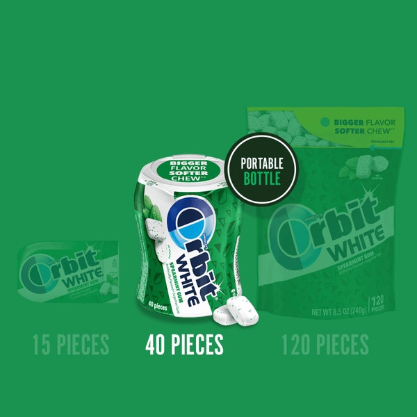 ORBIT White Spearmint Sugarfree Chewing Gum, 40-Piece Bottle