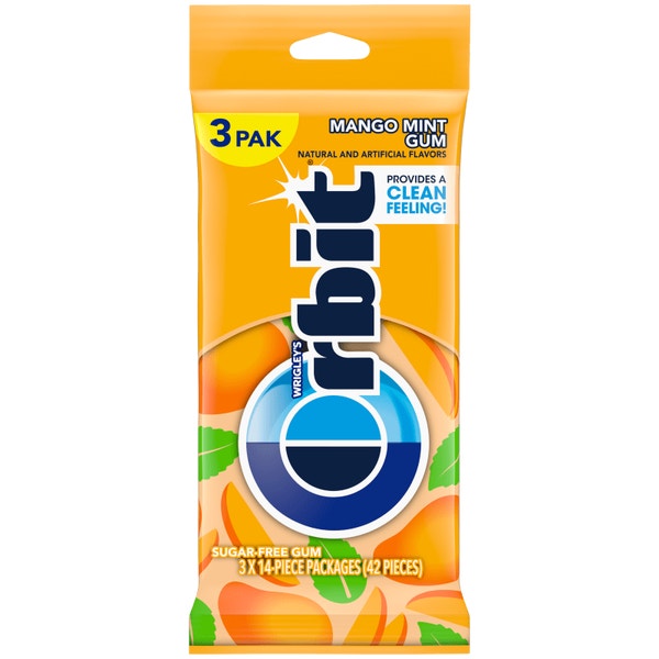 Orbit Sugar Free Mango Mint Singles 3 Pack 14 Pieces