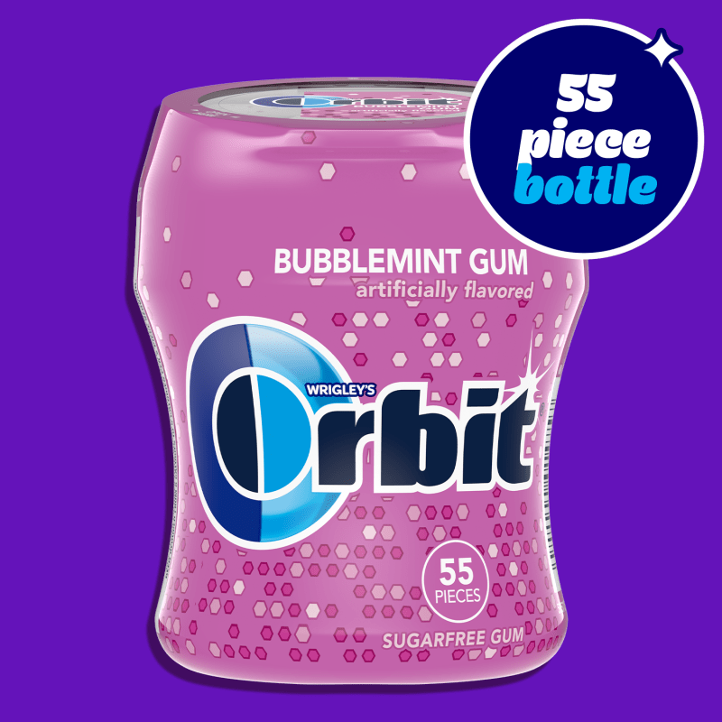 ORBIT Bubblemint Sugarfree Gum, 55-Piece Bottle