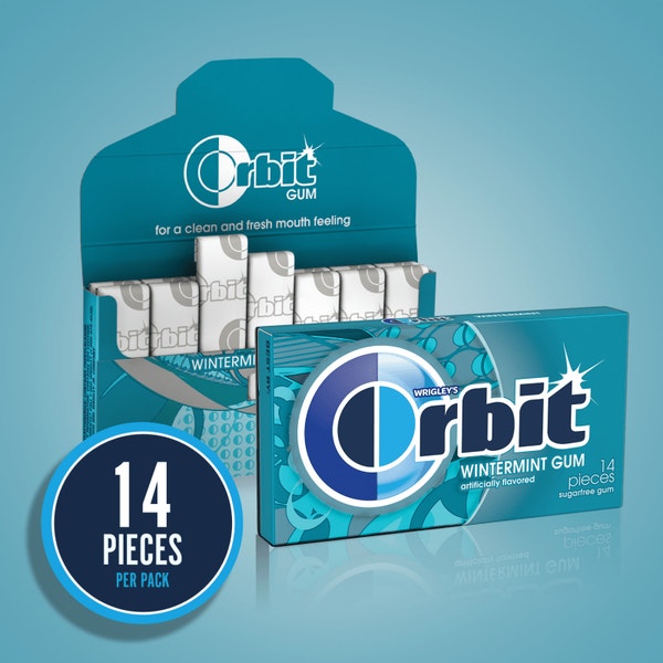 ORBIT Wintermint Sugarfree Chewing Gum, 14 Piece Single Pack