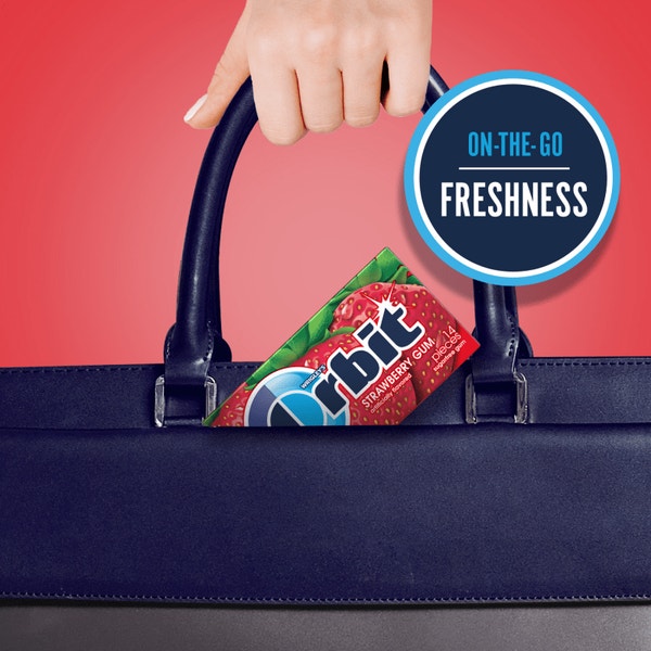ORBIT Strawberry Sugarfree Chewing Gum, 14 Piece Single Pack