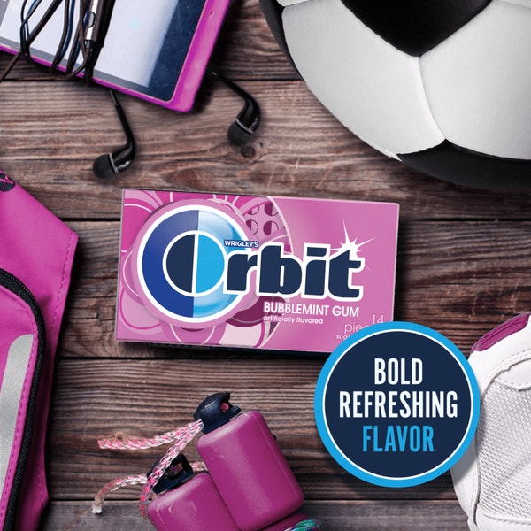 ORBIT Bubblemint Sugarfree Chewing Gum, 14 Piece Single Pack