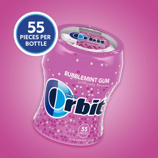 ORBIT Bubblemint Sugarfree Gum, 55-Piece Bottle
