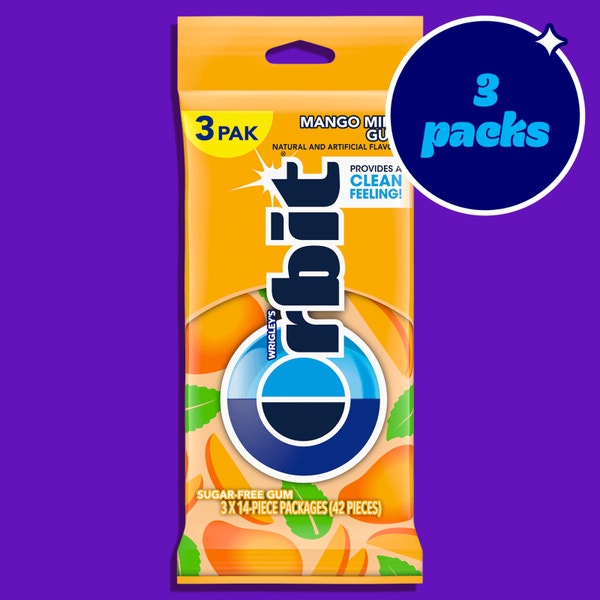 Orbit Sugar Free Mango Mint Singles 3 Pack 14 Pieces