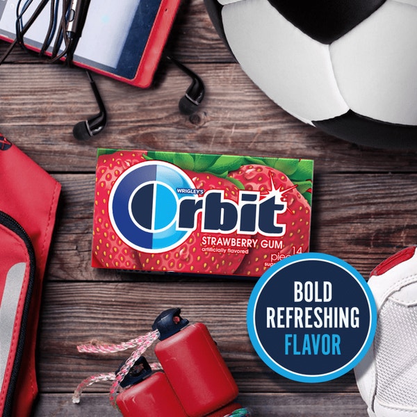 ORBIT Strawberry Sugarfree Chewing Gum, 14 Piece Single Pack