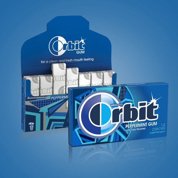 ORBIT Peppermint Sugarfree Chewing Gum, 14 Piece Single Pack