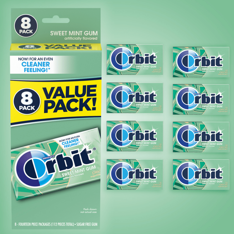 Orbit Sweet Mint Sugar Free Chewing Gum - 14 count (8 Pack)