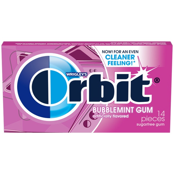 ORBIT Bubblemint Sugarfree Chewing Gum, 14 Piece Single Pack Orbit Gum