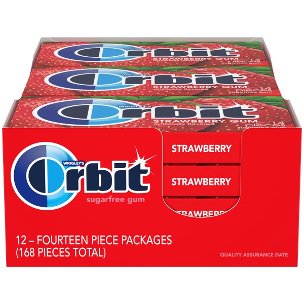 ORBIT Strawberry Sugarfree Chewing Gum, 14 Piece Pack (Pack of 12
