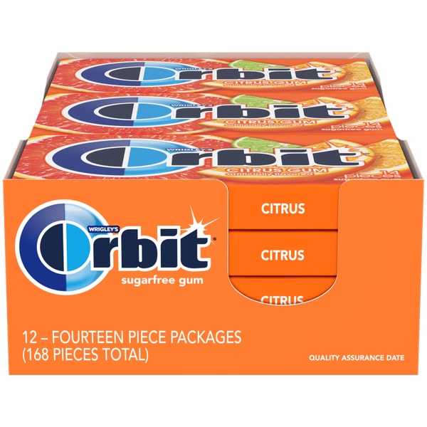 ORBIT Citrus Sugarfree Chewing Gum, 14 Piece Pack (Pack of 12) Orbit Gum