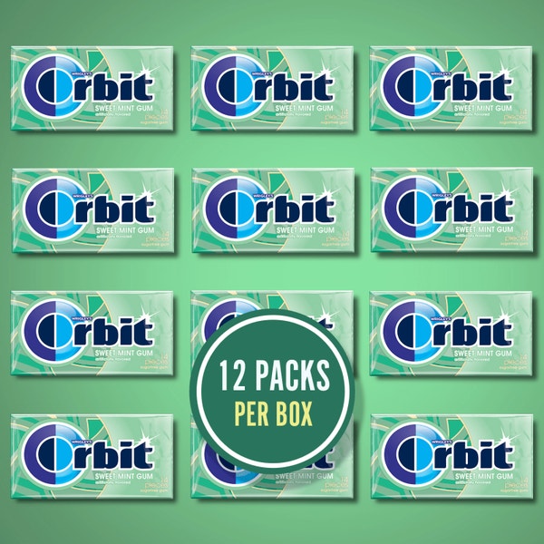 ORBIT Sweet Mint Sugarfree Chewing Gum, 14 Piece Pack (Pack of 12