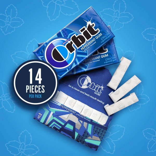 ORBIT Peppermint Sugarfree Chewing Gum, Value Pack (8 Packs) Orbit Gum