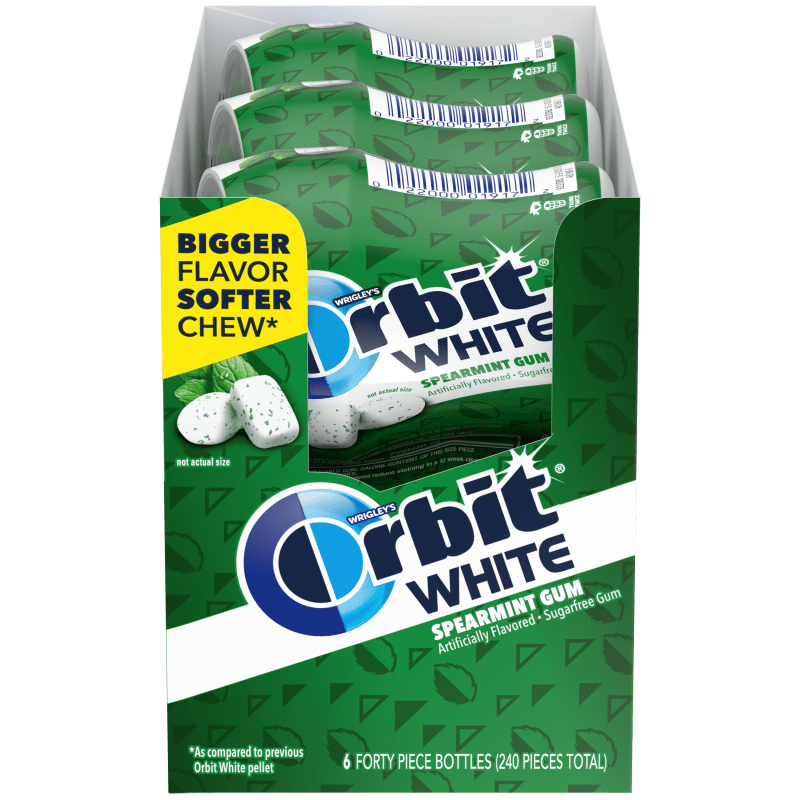 Orbit White Spearmint Sugarfree Chewing Gum, 40Piece Bottle (Pack of 6) Orbit Gum